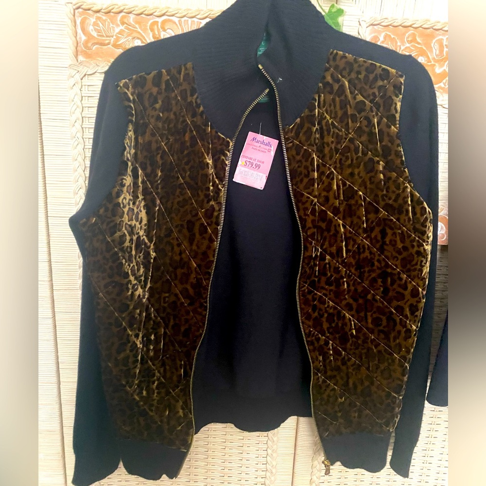 Lauren black/Animal print Velour Jacket